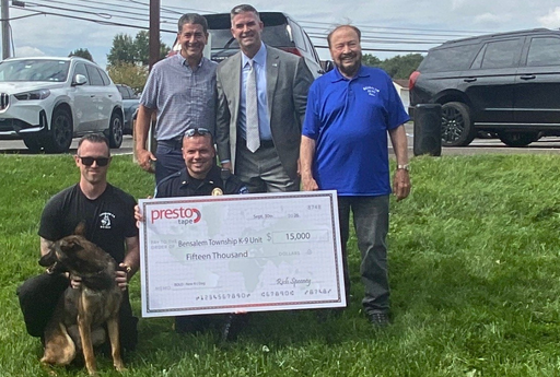 Presto Tape Charity Donation to Bensalem Police K9 Bolo